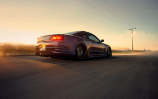 Car sky road powerline sunset - anamorphic len free wallpaper for desktop