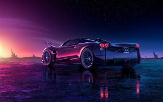 Wet night car light art - a wet surface free wallpaper