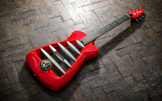 Red guitar surreal funk metal - a surrealist sculpture free wallpaper