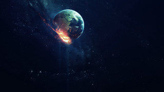 Space planet fireball black background - a space scene free wallpaper for desktop