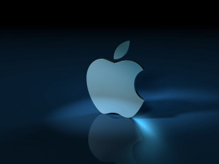 Apple logo dark background blue 2 - text free wallpaper for desktop