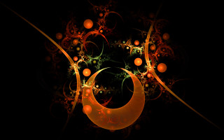 Circular orange green bubbles gold - android jones free wallpaper