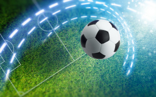 Soccer ball flying goal bright - a soccer ball free wallpaper