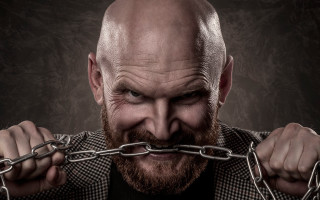 Bald beard man chain collar - his neck free wallpaper
