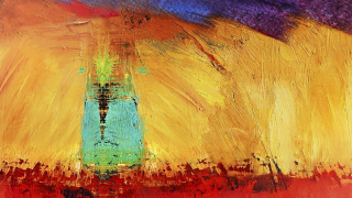Blue vase yellow background red - lyrical abstraction free wallpaper for desktop