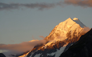 Snow mountain clouds dusk ocean - domirinic fegallia free wallpaper for desktop