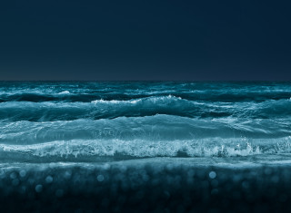 Dark blue ocean waves moon - a full moon in the sky above free wallpaper