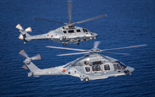 Military helicopters ocean sky water - two military helicopter free wallpaper