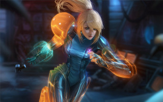 Futuristic suit woman glowing object - a futuristic suit holding free wallpaper for desktop