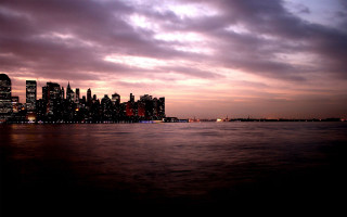City skyline water dusk purple - dusk free wallpaper for desktop