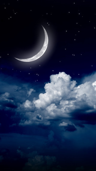 Night sky crescent moon stars - david imms free wallpaper for mobile