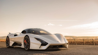 White sports car road fence 2 - side profile free wallpaper