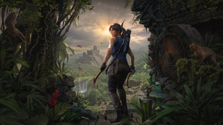 Woman bow backpack jungle waterfall - cliff childs free wallpaper