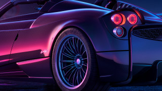 Purple background red tail lights - the car free wallpaper