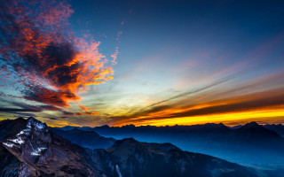 Mountain range sunset clouds forest - a few mountain free wallpaper for desktop