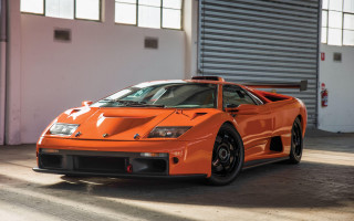 Orange sports car garage precisionism - a orange sports car free wallpaper