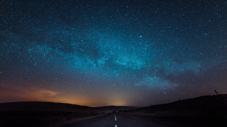 Starry sky night hill fence - star above free wallpaper