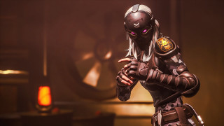 Futuristic woman armor clock yellow - the wall behind her free wallpaper for desktop