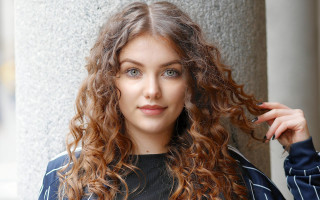 Woman curly hair posing freckles - christen købke free wallpaper