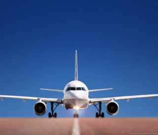 Jetliner flying blue sky runway 5 - the bottom of it free wallpaper