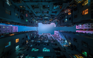 Tall building neon lights cyberpunk - adrian zingg free wallpaper