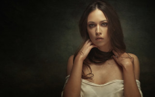 Woman white dress hands head - artur tarnowski free wallpaper