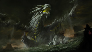Dragon hooded figure dark background - jacket free wallpaper