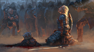 Medieval woman sword group men - artstation hq free wallpaper for desktop