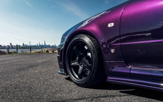 Purple car city skyline cobra - a purple car free wallpaper for desktop