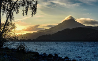 Mountain lake forest sunset clouds 2 - alexander johnston free wallpaper