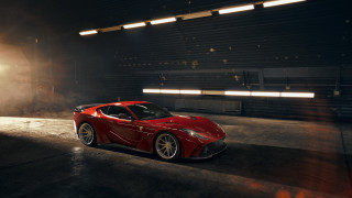 Red sports car dark garage 4 - a dark garage free wallpaper