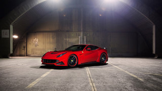 Red sports car night parking - the side of the car free wallpaper for desktop