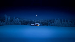 House snowy night half moon - david martin free wallpaper for desktop