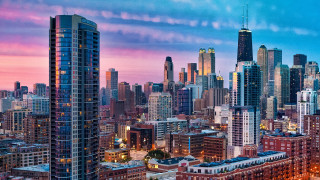 City skyline train dusk pink - the track free wallpaper