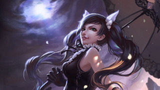 Gothic portrait woman cat ears - long hair and a cat ears free wallpaper