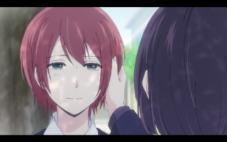 Redhair blueeyes sadgirl schooluniform anime - a sad face free wallpaper for desktop