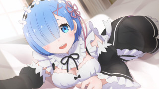 Blue hair woman bed maid - a black outfit free wallpaper for desktop