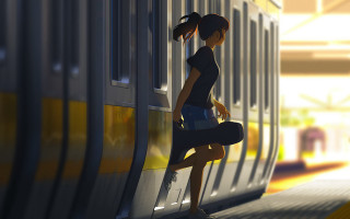 Woman skateboard platform blurry outdoors - cushart krenz free wallpaper