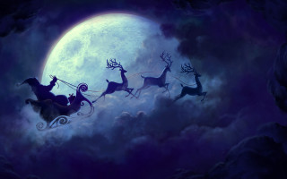 Reindeers flying sky full moon - moon free wallpaper for desktop