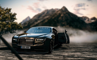 Rollsroyce mountain fog tree photorealistic - anton graff free wallpaper