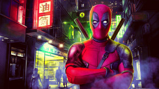 Deadpool man neon cityscape cyberpunk - 4 k hd wallpaper free wallpaper