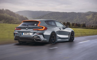 Silver bmw driving mountains clouds - 4k uhd image free wallpaper