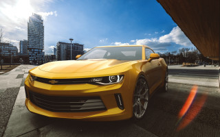 Yellow car street cityscape urban - unreal engine 5 free wallpaper