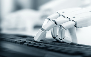 Robotic hand keyboard cybernetics blurry - a keyboard free wallpaper