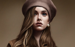 Woman hat brown jacket pearls - charlie bowater free wallpaper