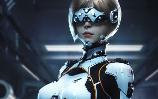 Futuristic woman cyberpunk helmet suit - a futuristic helmet free wallpaper