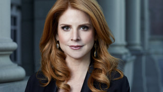 Red haired woman serious portrait - long red hair free wallpaper