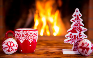 Coffee christmas fireplace winter erdn - decorated free wallpaper for desktop