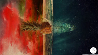 Pineapple colorful background space bird - a surrealist painting free wallpaper