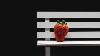 Strawberry white bench black background - vertical stripe free wallpaper for desktop